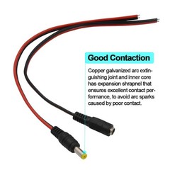 (Real 18AWG) 10 Pairs 12V 5A DC Power Pigtail Barrel Plug Connector Cable, 2