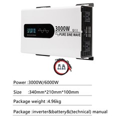 2000W 3000W 4000W Pure Sine Wave Power Inverter 12V 24V DC to 110V 120V AC