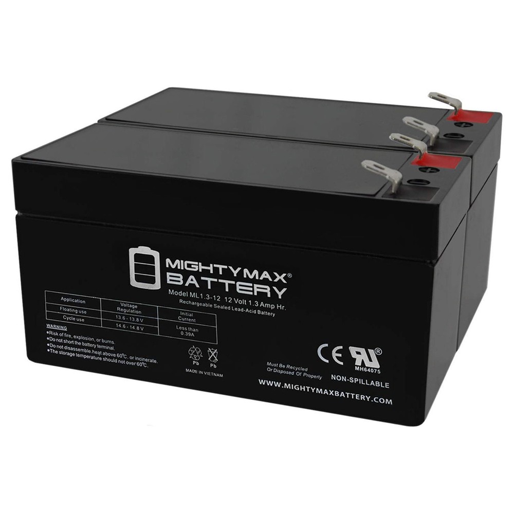 Mighty Max 12V 1.3Ah Replacement Battery for MK ES1.2-12 – 2 Pack