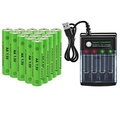 16PCS AA AAA Alkaline Batteries 3000mAh Rechargeable Battery 1.5V Smart Charger