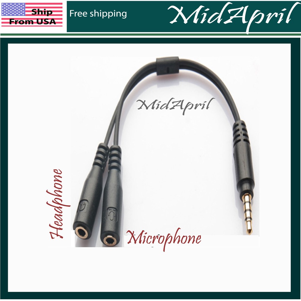 Headset Adapter For Headsets With Separate Headphone Microphone Plugs 3.5mm M/F