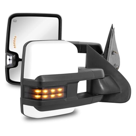 Painted White Towing Mirrors Power Heated Compatible for 03-06 Chevy Silverado