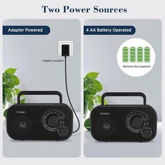 AM/FM Portable Radio, Easy to Use, Wall or Battery Operated for Home & Outdoor