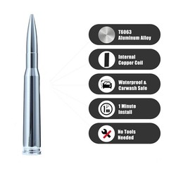 50 Cal Truck Chrome Bullet Antenna Fit for Ford F150 F250 F350 Raptor/Dodge R…