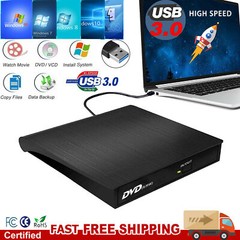 Portable USB 3.0 External CD DVD Drive Burner Writer Player for Laptop Computer