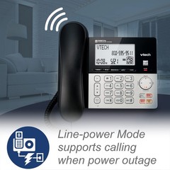 VTech – DECT 6.0 2 Handsets Corded Cordless Phone w/ Answering Machine, VG208-2