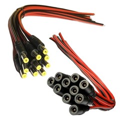 DC Power Pigtail Cable Plug 18AWG 2.1mm x 5.5mm 12V 5A Male & Female Pack Lot