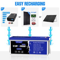 12V 200Ah 2560W LiFePO4 Lithium Battery for RV Off-grid Trolling Motor Boat