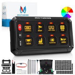 RGB 8 Gang Switch Panel, Circuit Control Relay System Box for Truck Offroad Boat