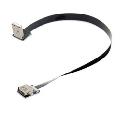 Down Angled USB 2.0 Type-A Male to Female Data Flat Slim FPC Cable for FPV