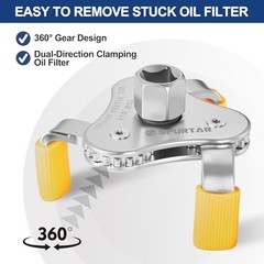 Oil Filter Wrench 3 Jaw Oil Filter Removal Tool Adjustable 2 Anti-Slip Claw