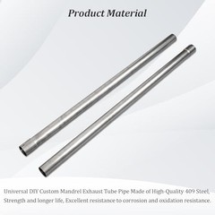 409 Steel Heavy Duty 2.25 Inch DIY Custom Mandrel Exhaust Pipe Tube Pipe, 48