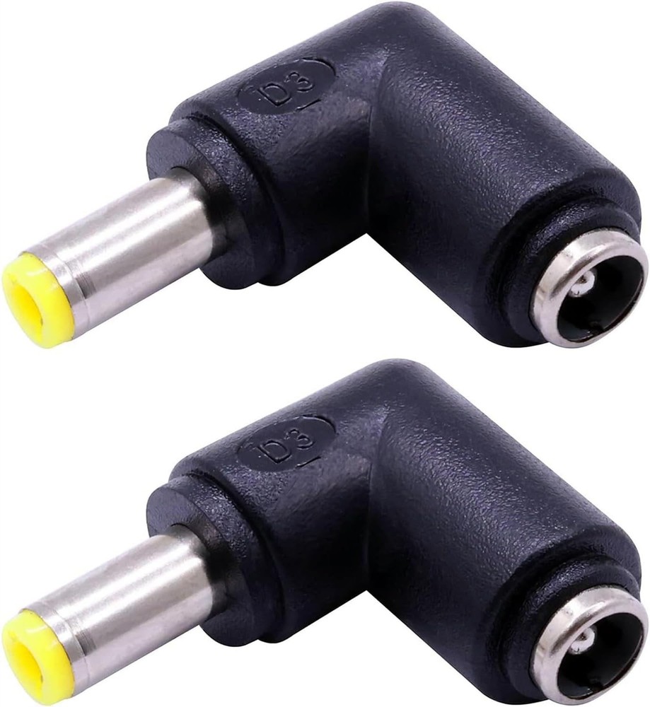 2Pcs DC Power Connector Adapter 90 Degree Angle 5.5mm x 2.5mm Male Plug black