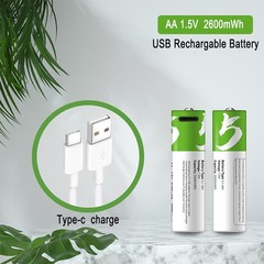 4Pcs 1.5V 2600mWh AA / AAA Battery Type-C USB Rechargeable Lithium ion Batteries