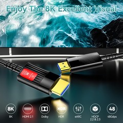 Anehmeta Fiber Optic HDMI Cable 200FT/61M, Long HDMI 2.1 Cable Support 48Gbps…