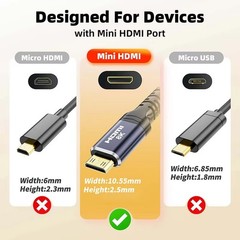 Mini HDMI Male to HDMI Female Bi-direction Adapter Short Cable 4K@120Hz 0.25M