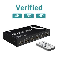 MT-VIKI 5 Port HDMI Switch 4K 30HZ 5×1 Switcher with Wireless IR Remote for 3D
