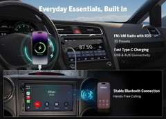 CAM+Eonon 7 inch QLED 2DIN Android Auto Car Stereo Radio CarPlay DSP GPS Sat Nav