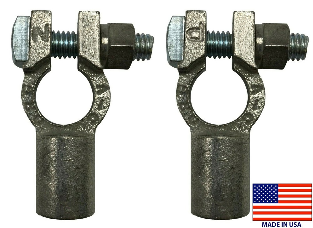 Positive & Negative 4/0 AWG Straight Barrel Top Post Battery Terminal Cable Ends