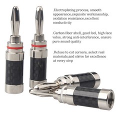 4x Banana Plug For Hifi Speaker Carbon Fiber Rhodium Plated Banana Connector NEW