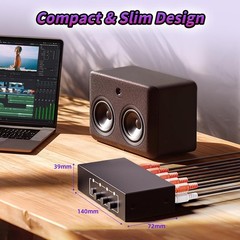 3.5mm Aux + RCA L/R Audio Splitter 1 in 4 Out Stereo Analog Black