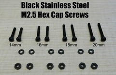 Black Phono Screw Kit M2.5 Hex Cap Stainless Steel for Cartridge Headshell 14-20