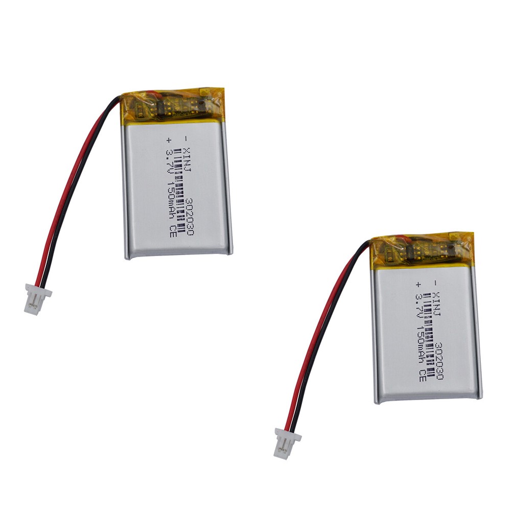 2pcs 3.7V 150mAh 0.555Wh Lipo Li Battery 302030 JST 2pin 1.0mm For DashCam GPS