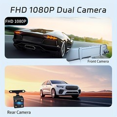 Easy-To-Install Easy-To-Use Waterproof Front and Rear Dual-Camera 1080P Dash Cam