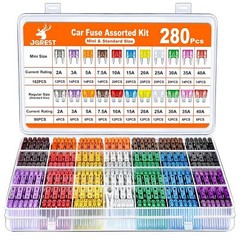 300Pcs Car Fuse Assortment Kit, 160 Mini Blade Fuses Automotive + 90 Standard