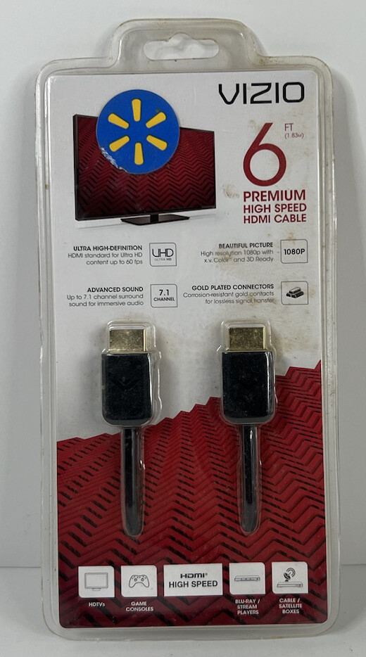 New In-Box Vizio High Speed HDMI Cable 6 Ft 24K gold plated