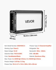 VEVOR Car Audio Amplifier Car Amplifier 4-Channel Class D Max. 4x500W at 4 Ohms