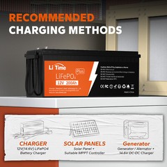 LiTime LiFePO4 12V 200Ah PLUS 200A BMS 2560W Lithium Battery for Off-Grid RV