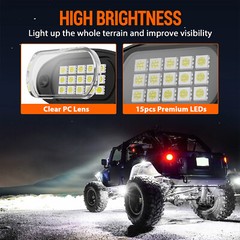 RGB/Pure White LED Rock Lights Kit, 8/12 Pods Car/Truck Underbody Underglow Kit