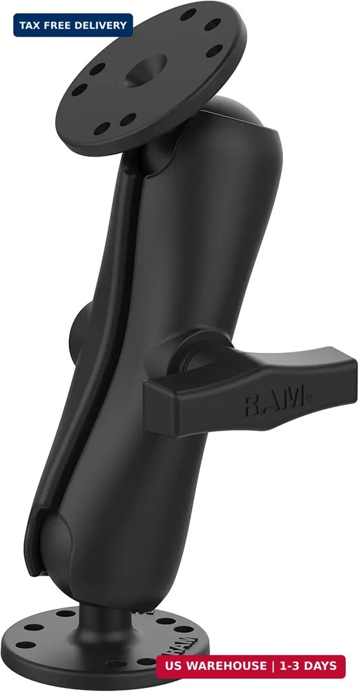 RAM Mounts Double Ball Mount with Round Plates, C Size 1.5″ Ball Medium Arm, AMP
