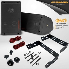 PYRAMID 300W 3-Way Car Audio Mini Box Speakers Indoor Stereo System (Pair) 2060