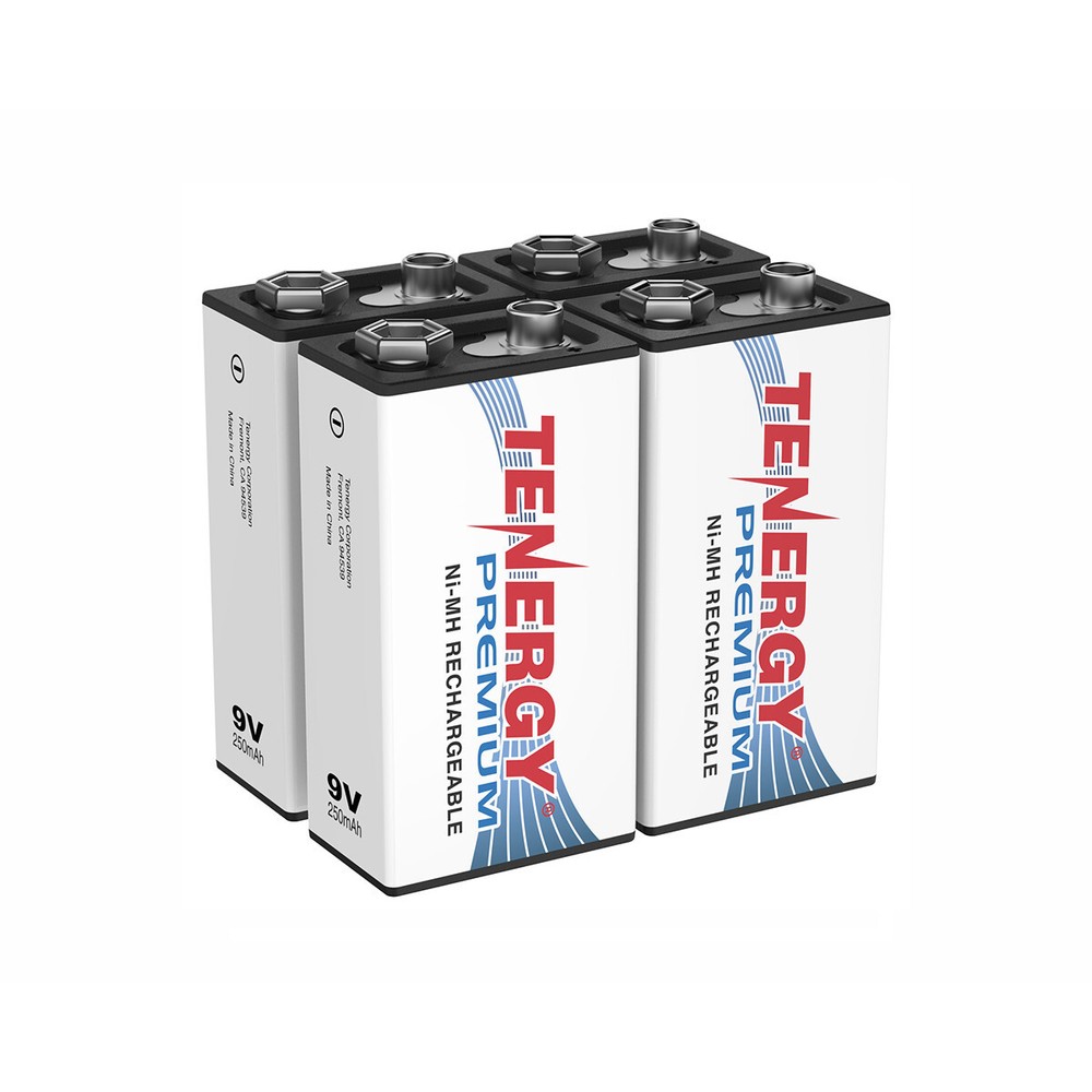Tenergy PREMIUM 9V 250mAh NiMH Rechargeable Batteries & Charger Options Lot