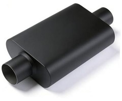 Universal 2.25″(ID) Dual Chamber Exhaust Muffler – 17″ Overall 2.25 Inch BLACK