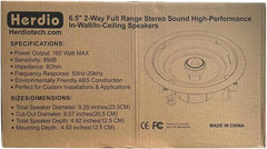 6.5 Inch 640 Watts Ceiling Speakers 2 Way Flush Mount Passive for Office,Kitchen