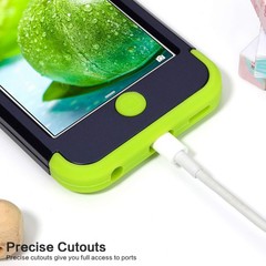 IDweel for iPod Touch Case with 2 Screen Protectors, 3 in 1 Navy Blue + Green