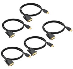 HDMI to DVI Cable 3ft 5-Pack, Bidirectional DVI-D to HDMI 19 Pin Cord Adapter…
