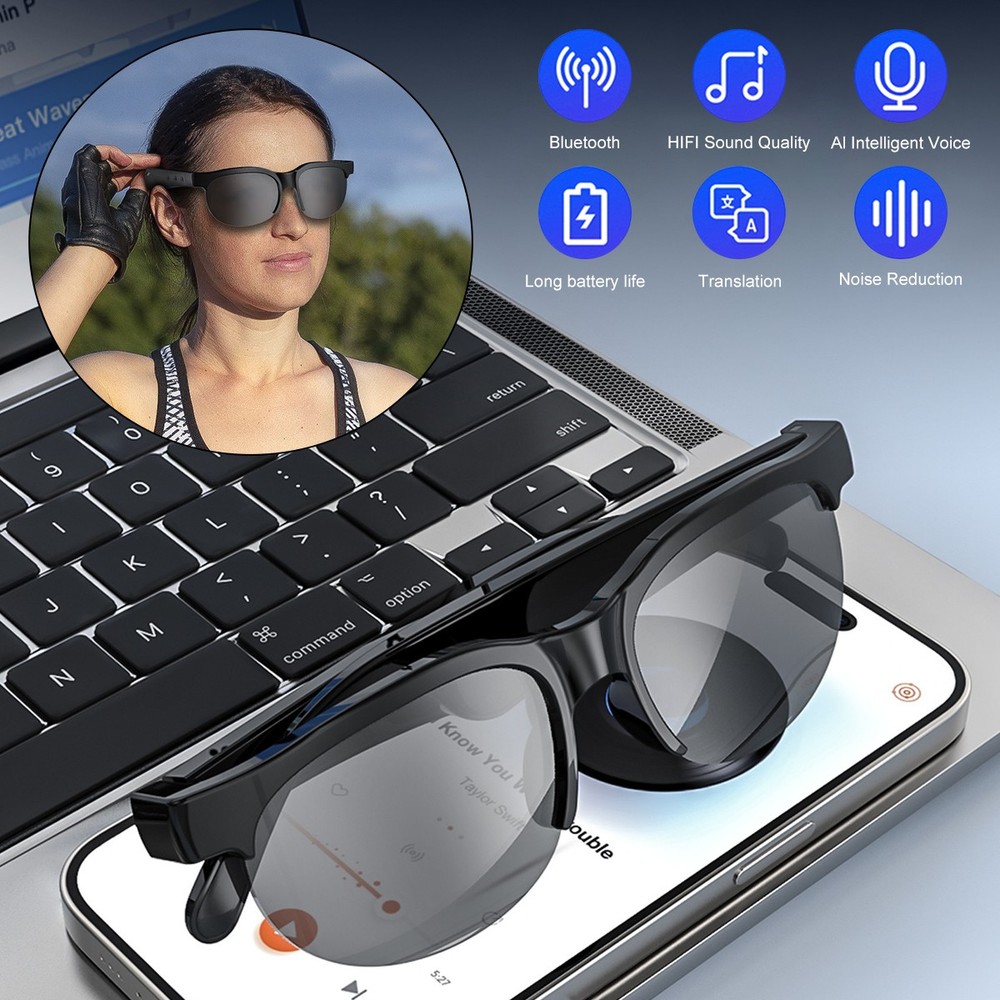 Smart Glasses AI Bluetooth Glasses with 144+Translation for Men & Woman Travel…