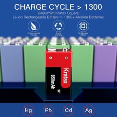 4 x 9V Block 850mAh 9v Li-ion Rechargeable Batteries 4-Slot 9-Volt Charger