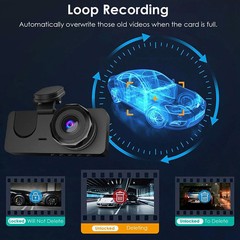 4K Dash Cam Front Rear and Inside Dash 3-Camera Free 32GB TF Card G-Sensor