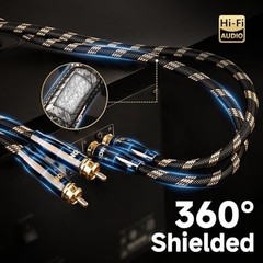 HiFi RCA Audio Cables, OCC-Core, Dual Shielded, 1.64ft for Home Stereo System