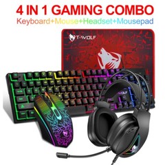 Wired Gaming Keyboard and Mouse Headset Combo RGB Backlit for Xbox One PS5 PS4