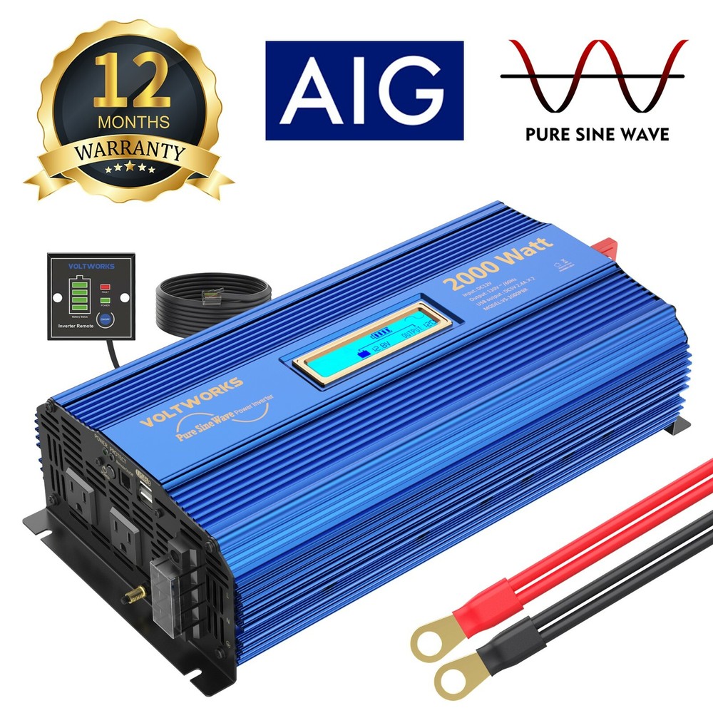 Pure Sine Wave Power Inverter 2000W/4000W 12V DC to 110V~120V AC USA Transistors