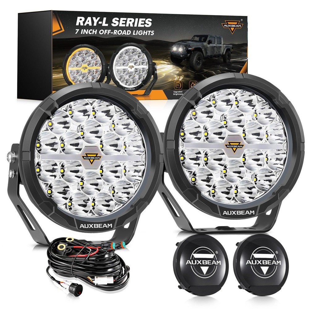 Auxbeam RAY-L Series 7 Inch Round LED Driving Light White/Amber DRL 240W