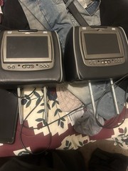 Pair 9in Headrest Monitors w/ DVD Player, USB/AV Input, Speakers, Remote