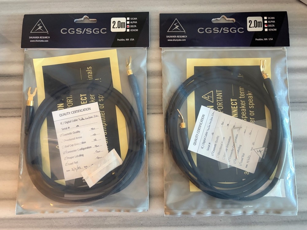 Shunyata Research Delta 2 Meter Grounding Cable | STIS Gold Spade/Spade | USA