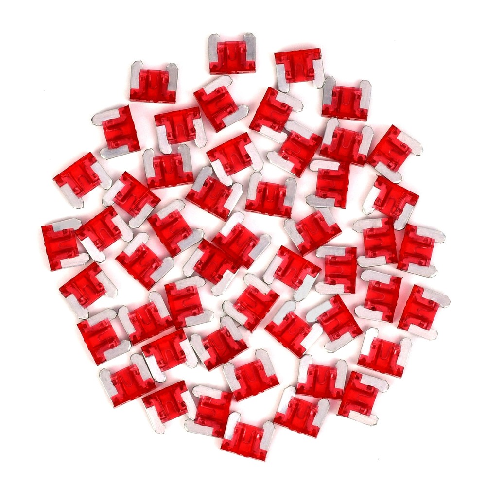 50pcs 10 A Amp ATM Low Profile Fuse Mini Micro Blade Circuit 2 Leg GM Car Audio